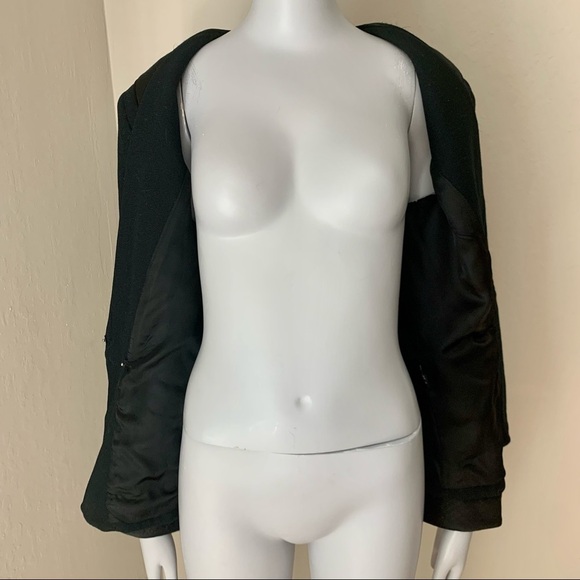 NOLAN MILLER Vintage Evening Jacket Blazer Black Wool Satin Embellished Size 10 - Picture 13 of 14